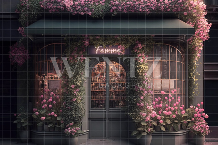 Fabric Photography Background Shop with Flowers / Backdrop 2827