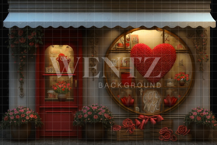Fabric Photography Background Gift Shop with Flowers / Backdrop 2836