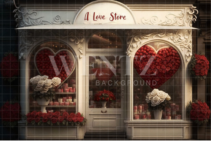 Fabric Photography Background Gift Shop with Roses / Backdrop 2837