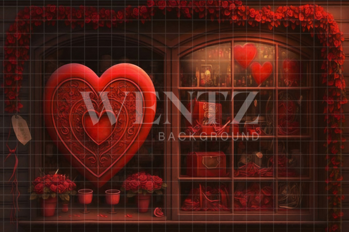 Fabric Photography Background Valentine's Day Flowery Shop Window / Backdrop 2849