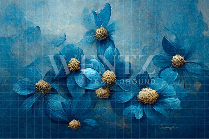 Fabric Photography Background Blue Floral / Backdrop 2983