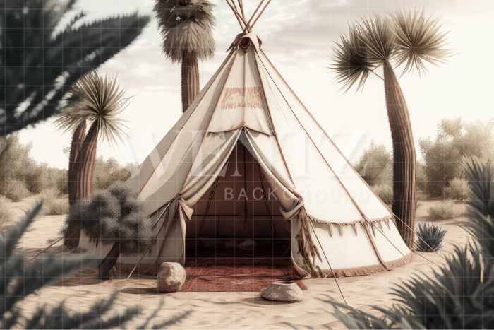 Fabric Photography Background Set with Tent and Trees / Backdrop 3183