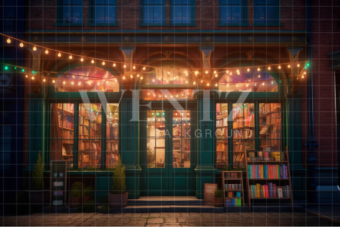 Fabric Photography Background Colorful Bookstore / Backdrop 3202