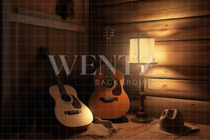 Fabric Photography Background Set with Guitar / Backdrop 3239