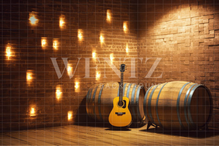 Fabric Photography Background Set with Guitar / Backdrop 3242