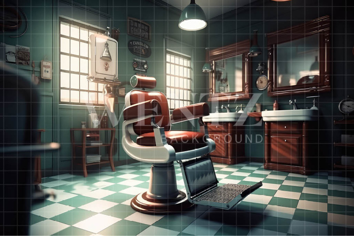Fabric Photography Background Vintage Barbershop / Backdrop 3247