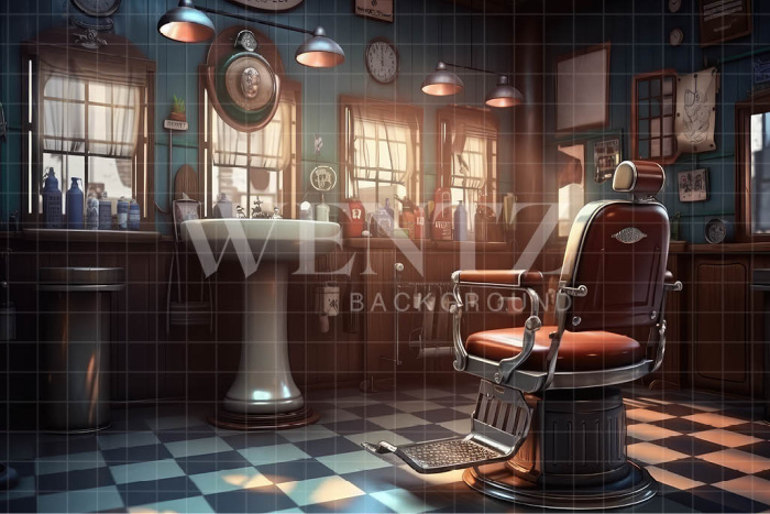 Fabric Photography Background Vintage Barbershop / Backdrop 3248