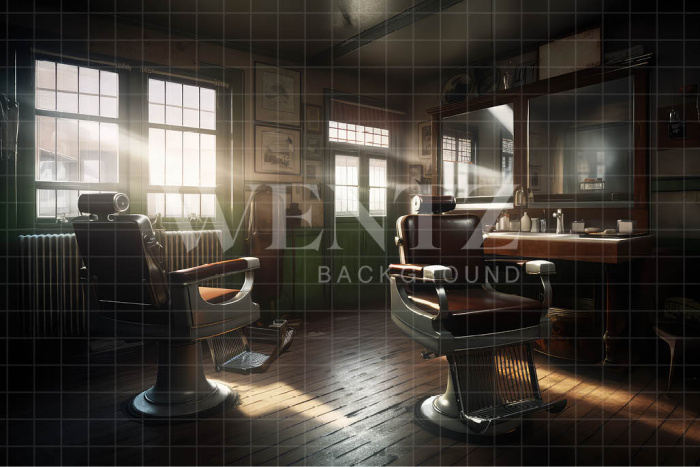 Fabric Photography Background Vintage Barbershop / Backdrop 3249