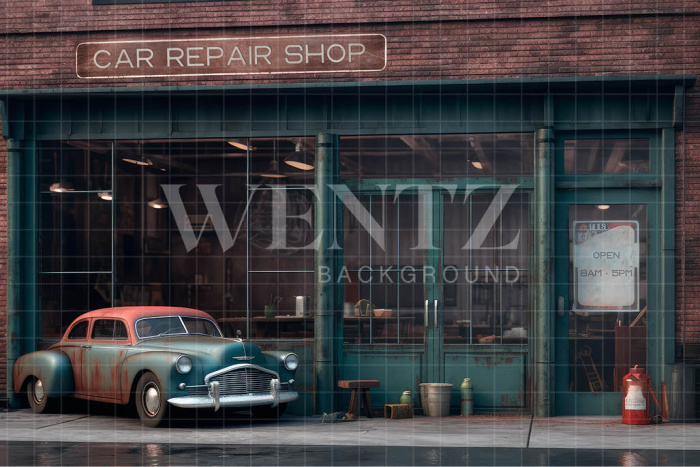 Fabric Photography Background Car Repair Shop Front / Backdrop 3260