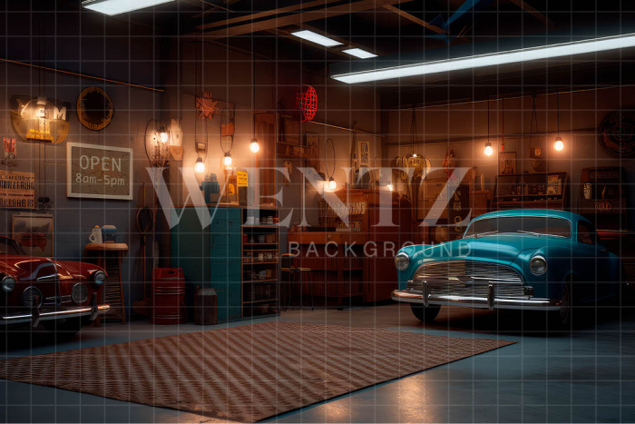 Fabric Photography Background Car Repair Shop / Backdrop 3261