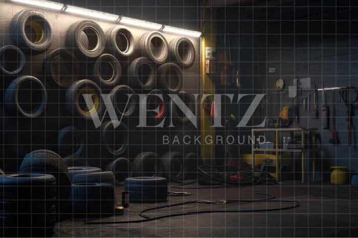 Fabric Photography Background Car Repair Shop / Backdrop 3265