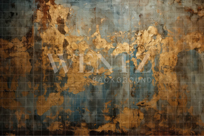 Fabric Photography Background Blue and Gold Texture / Backdrop 3288