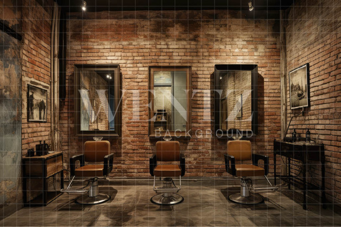 Fabric Photography Background Vintage Barbershop / Backdrop 3324