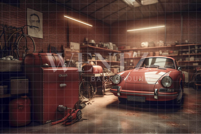 Fabric Photography Background Old Garage / Backdrop 3386