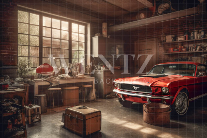 Fabric Photography Background Old Garage / Backdrop 3397