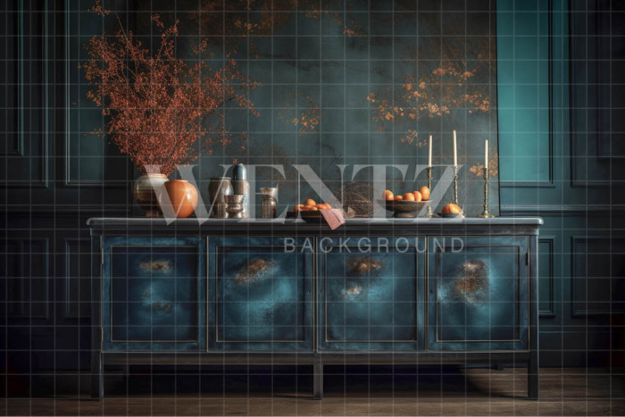 Fabric Photography Background Cabinet and Vases / Backdrop 3406