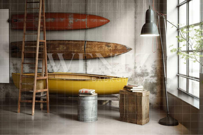 Fabric Photography Background Canoes / Backdrop 3409