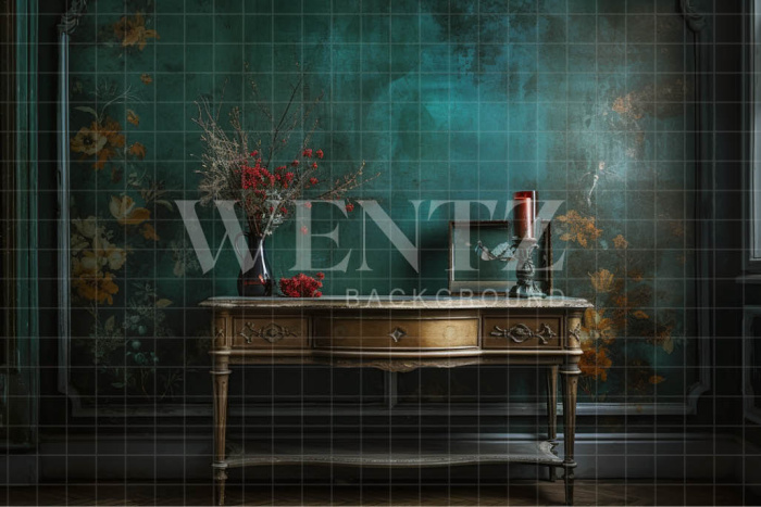 Fabric Photography Background Cabinet with Flower Vase / Backdrop 3412