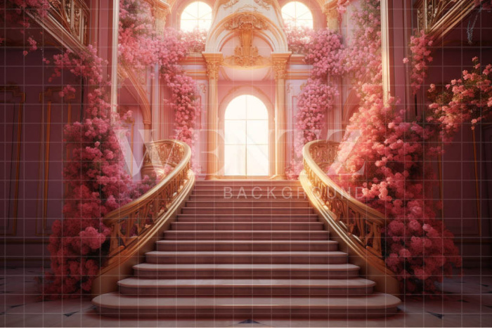 Fabric Photography Background Floral Staircase / Backdrop 3502