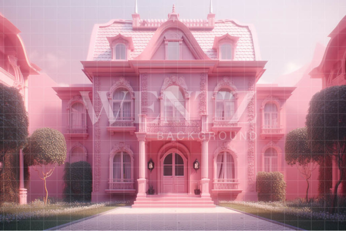 Fabric Photography Background Pink Mansion / Backdrop 3503