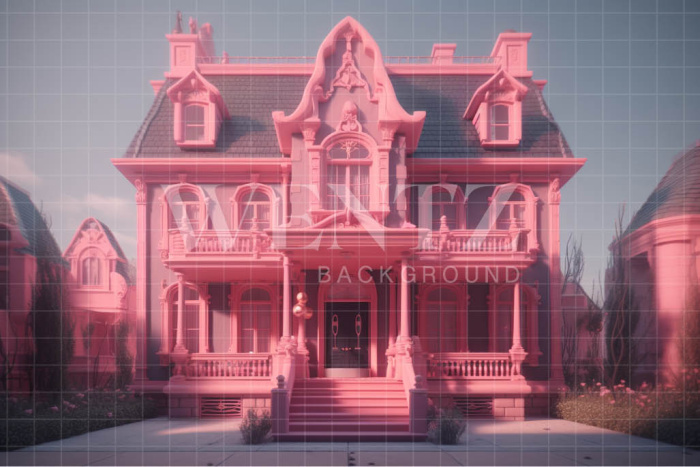 Fabric Photography Background Pink Mansion / Backdrop 3504
