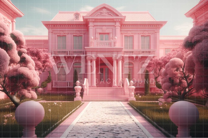 Fabric Photography Background Pink Mansion / Backdrop 3505
