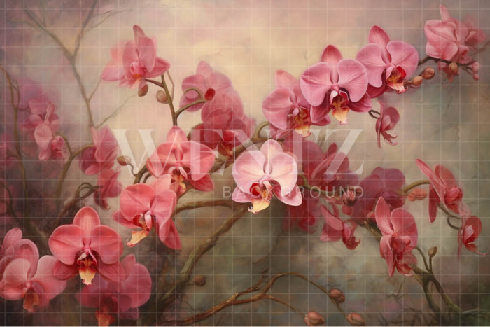 Fabric Photography Background Pink Orchids / Backdrop 3564