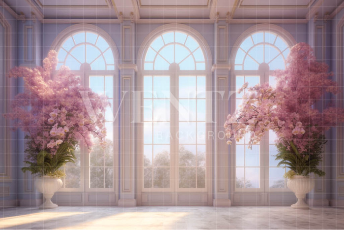 Fabric Photography Background Room with Pink Flowers / Backdrop 3568