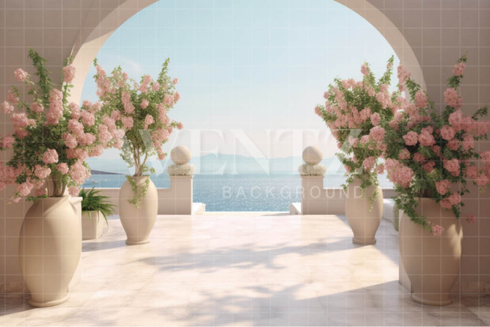 Fabric Photography Background Arch Overlooking Sea / Backdrop 3570