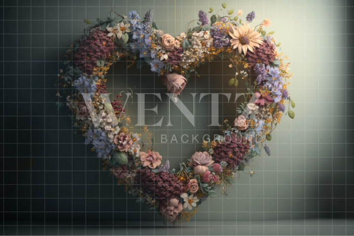 Fabric Photography Background Floral Heart / Backdrop 3574