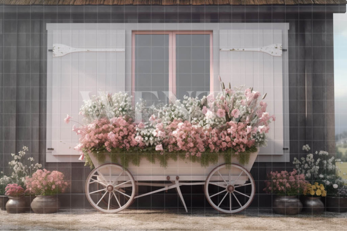 Fabric Photography Background Flower Cart / Backdrop 3579