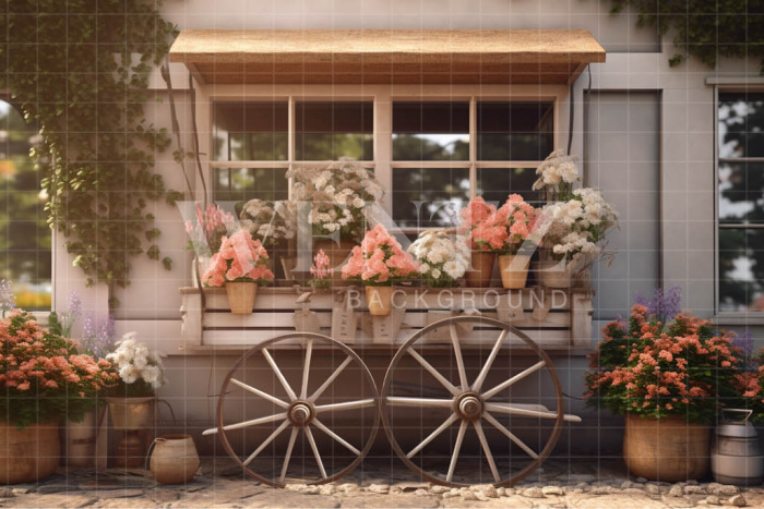 Fabric Photography Background Flower Cart / Backdrop 3580