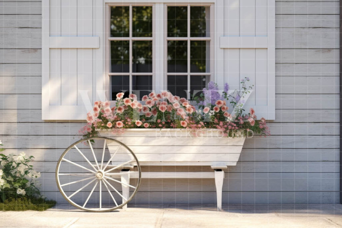 Fabric Photography Background Flower Cart / Backdrop 3581