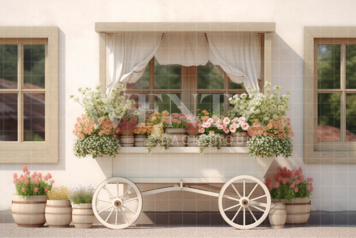 Fabric Photography Background Flower Cart / Backdrop 3582