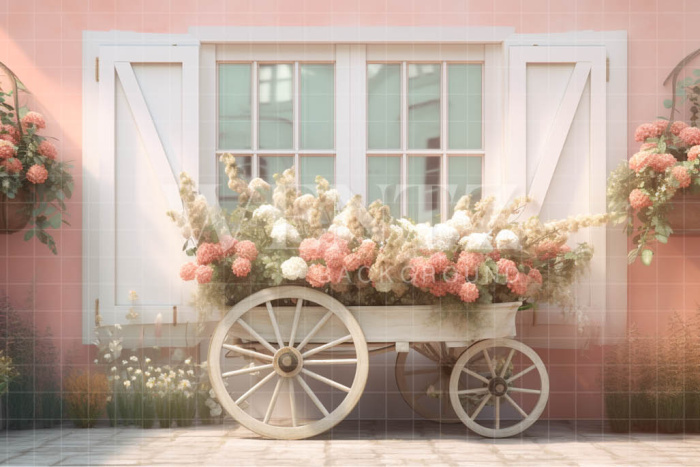 Fabric Photography Background Flower Cart / Backdrop 3583