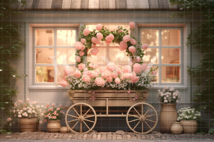 Fabric Photography Background Flower Cart / Backdrop 3584