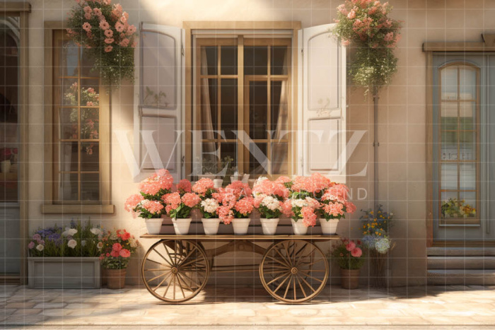 Fabric Photography Background Flower Cart / Backdrop 3585