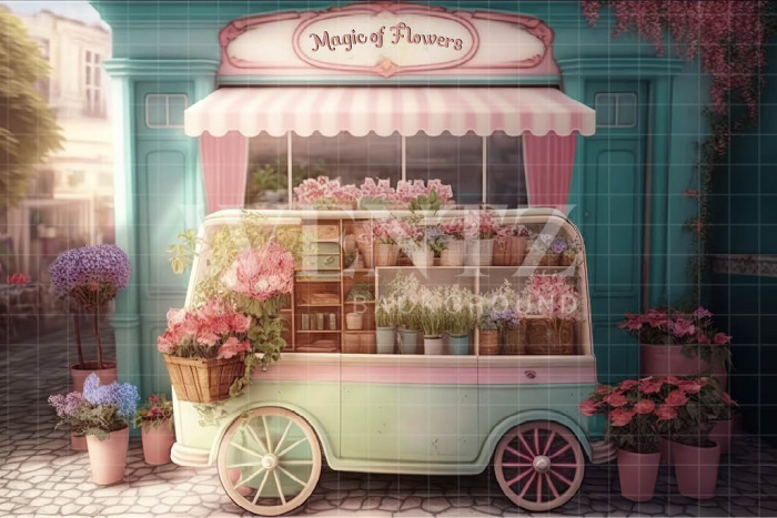 Fabric Photography Background Flower Shop / Backdrop 3586