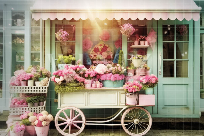 Fabric Photography Background Candy Color Flower Shop / Backdrop 3589