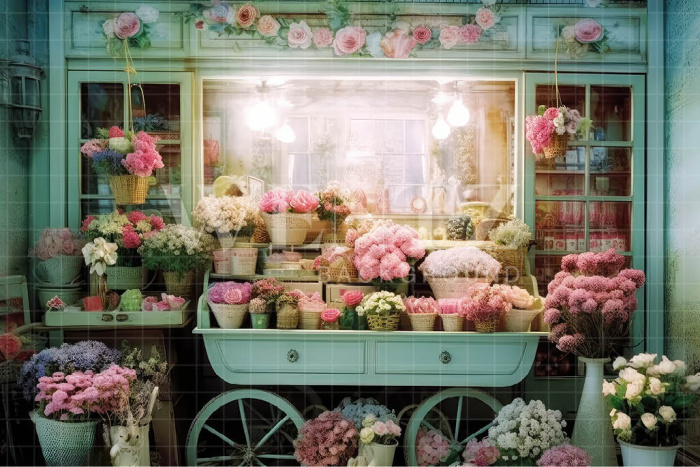 Fabric Photography Background Candy Flower Shop / Backdrop 3590