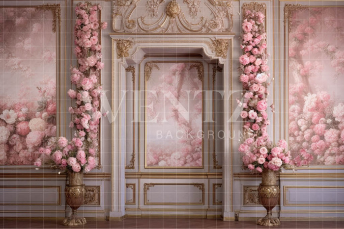 Fabric Photography Background Pink Floral Wall / Backdrop 3602
