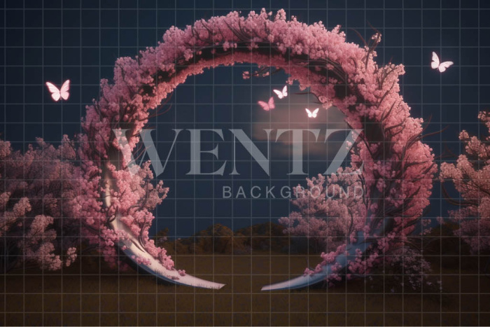 Fabric Photography Background Arch with Cherry Blossoms / Backdrop 3612