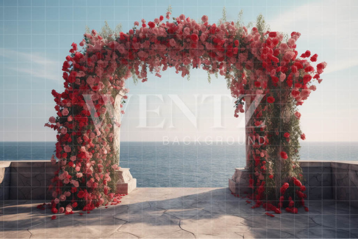 Fabric Photography Background Greek Arch with Flowers / Backdrop 3616
