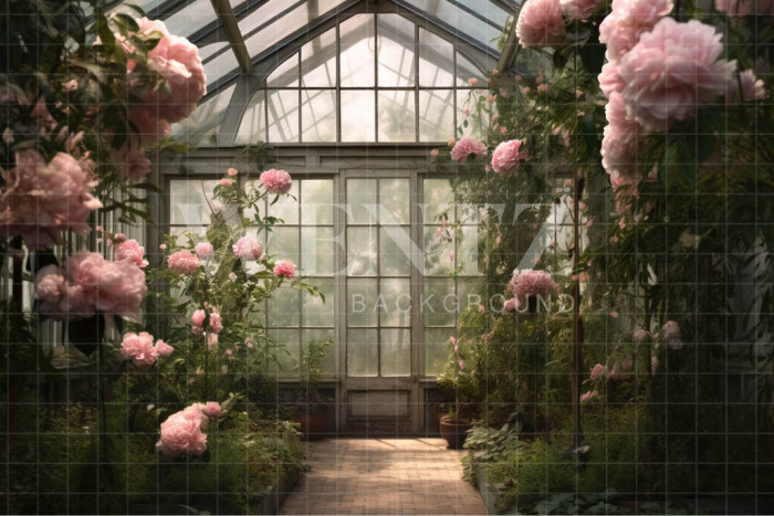 Fabric Photography Background Pink Peonies Greenhouse / Backdrop 3638