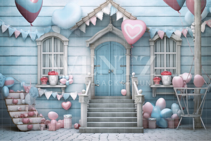 Fabric Photography Background Blue Facade / Backdrop 3645