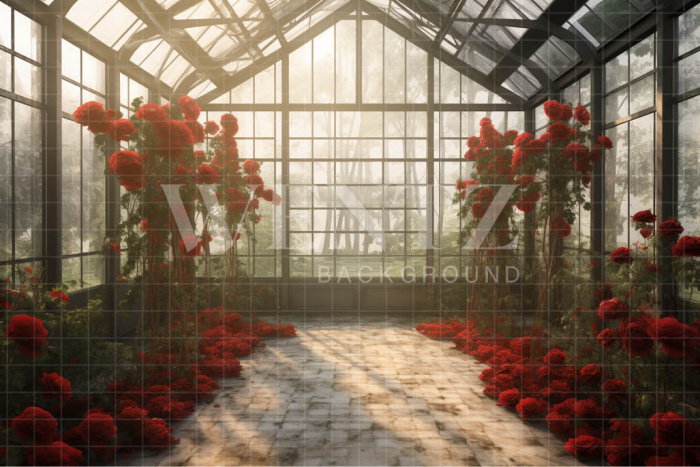 Fabric Photography Background Red Roses Greenhouse / Backdrop 3655