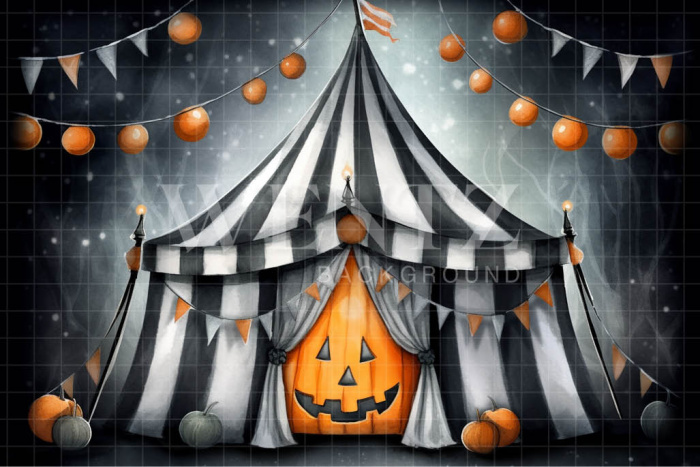 Fabric Photography Background Watercolor Halloween Circus / Backdrop 3691