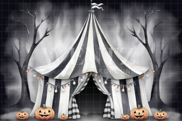 Fabric Photography Background Watercolor Halloween Circus / Backdrop 3692