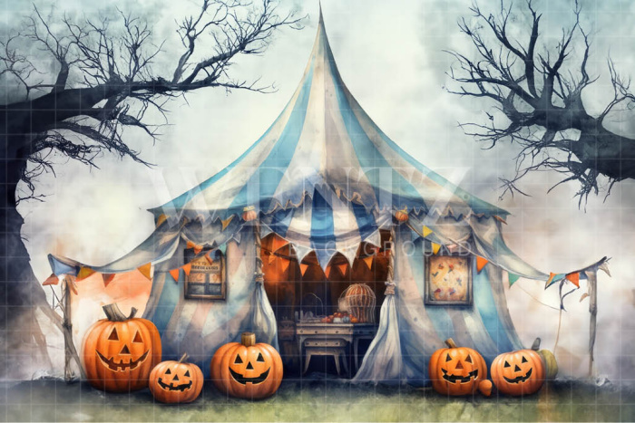 Fabric Photography Background Watercolor Halloween Circus / Backdrop 3693
