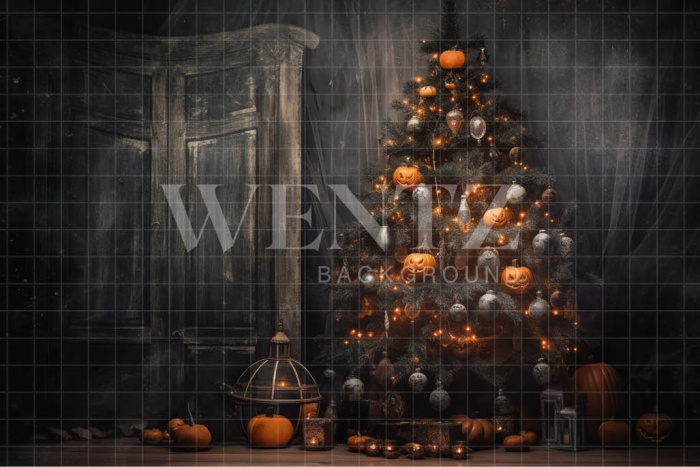 Fabric Photography Background Spooky Christmas / Backdrop 3702
